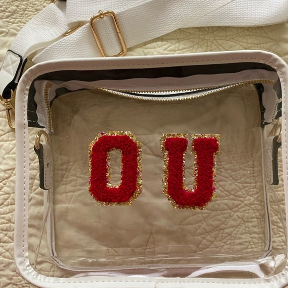 SOLD ‼️Nwt Game Day clear bag. Adorable OU. Oklahoma? Ohio Leather Heavy plastic - Picture 3 of 10